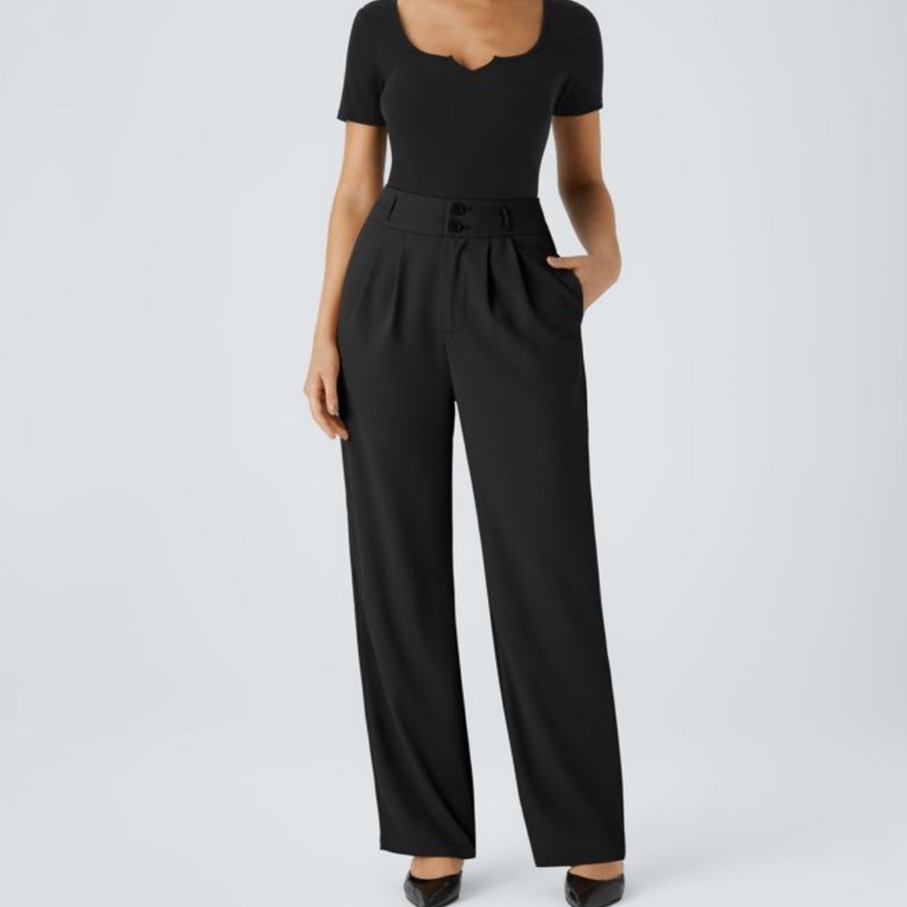 HALARA Black Tailored Trousers with Classic Silhouette